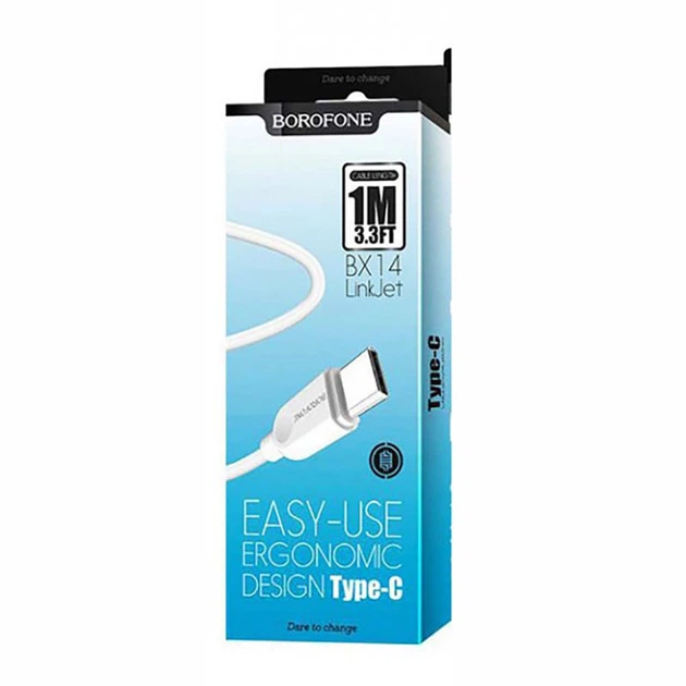 Кабель BOROFONE BX14 USB to Type-C 2.4A, 1m, PVC, TPE connectors, White (6957531089995) - Фото 3 Кабель BOROFONE BX14 USB to Type-C 2.4A, 1m, PVC, TPE connectors, White (6957531089995) - изображение 3