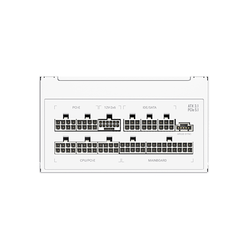 Блок питания GameMax RGB PRO 1050G WH Белый 1050W ATX 3.1 модульный 80+ Gold 140 мм вентилятор подсветки RGB для ПК (RGB PRO 1050G WH) - изображение 3