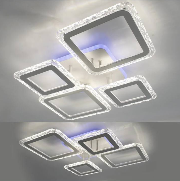 Керована світлодіодна люстра Esllse OVAL ICE RGB 75W 5S-APP-725x500x93- WHITE/CLEAR-220-IP20 - зображення 5