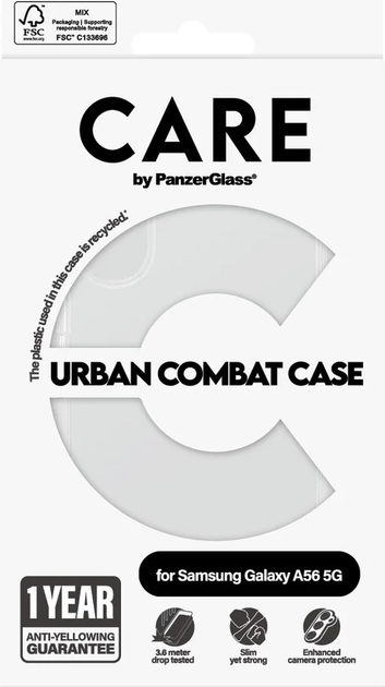 Etui CARE by PanzerGlass Flagship Case Transparent Urban Combat Frame do Samsung Galaxy A56 Clear (CRRFUBCG38380) - obraz 4