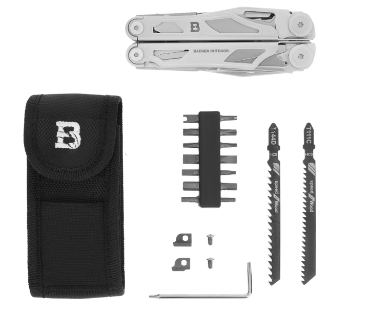 Мультитул Badger Outdoor Claw 20 Инструментов Нейлоновый Чехол Серый BO-MT-CLW - изображение 2