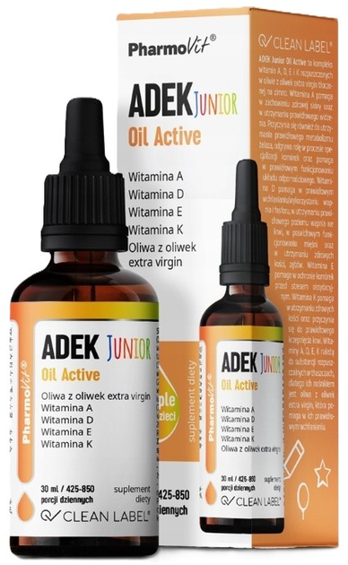Suplement diety Pharmovit ADEK Junior Oil Active w kroplach 30 ml (5902811239936) - obraz 1