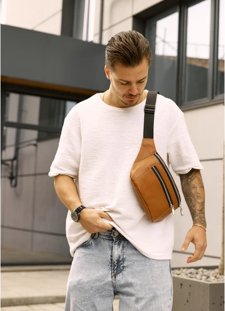 Шкіряна сумка на пояс Sambag Tirso MKH руда 81341121m - изображение 5