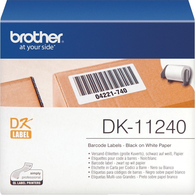 Taśma etykietowa Brother DK-11240 102 mm x 51 mm 600 szt. White/Black (DK11240) - obraz 2