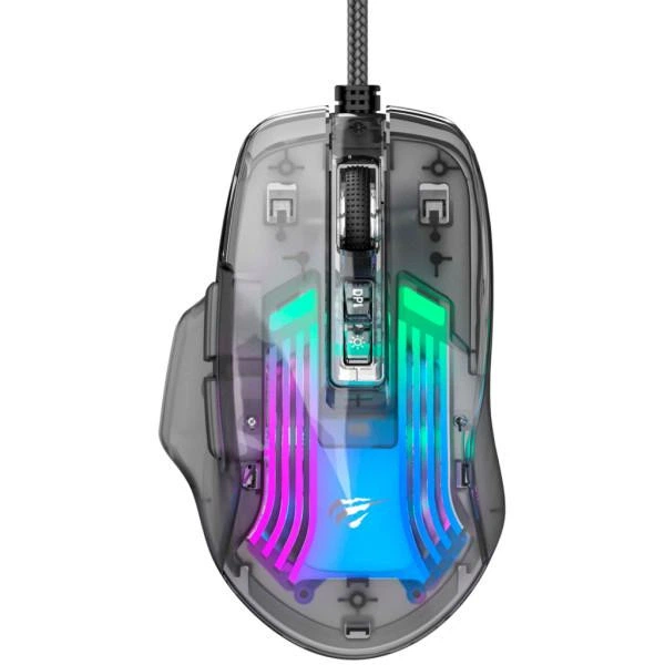 Миша дротова ігрова Havit HV-MS1011SE USB Transparent Black - Фото 1 Миша дротова ігрова Havit HV-MS1011SE USB Transparent Black - изображение 1