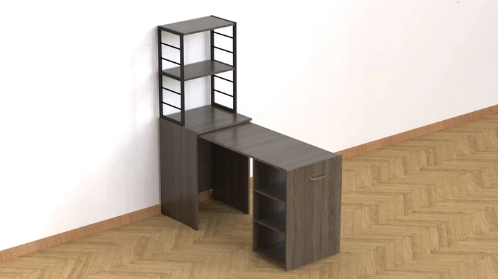 Стол-тумба трансформер Смарт 4/1 с этажеркой Ferrum-decor 1430x1450x500 Черный металл ДСП Дуб Сонома Трюфель 16 мм (FRD-105127) - изображение 9