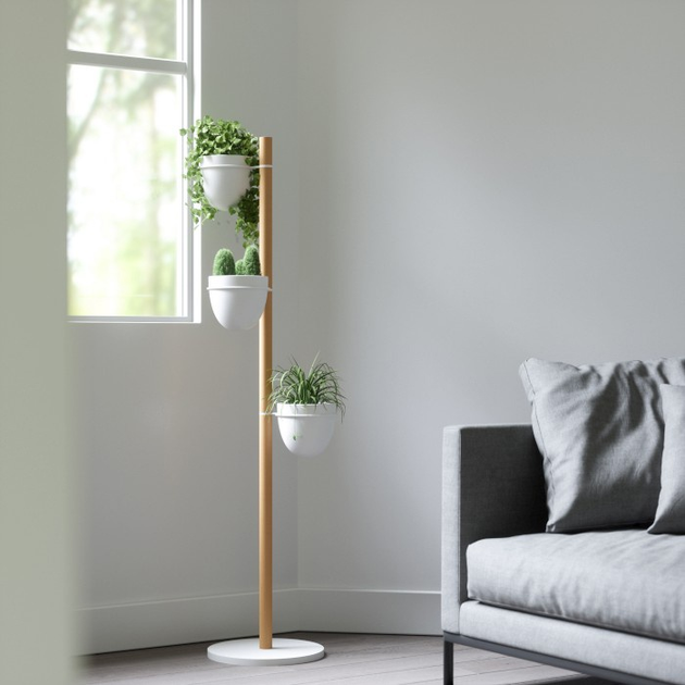 Kwietnik Umbra Floristand stojący biało-brązowy 139 x 44 cm (028295335447) - obraz 3