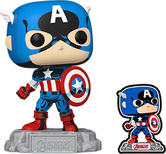 Figurka Funko Pop! Marvel Los Vengadores Avengers Captain America Exclusive z przypinka 9 cm (889698701280) - obraz 2