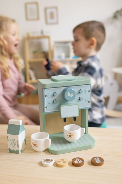 Drewniany ekspres do kawy EcoToys dla dzieci zestaw baristy 8 elementów (5905817007332) - obraz 4