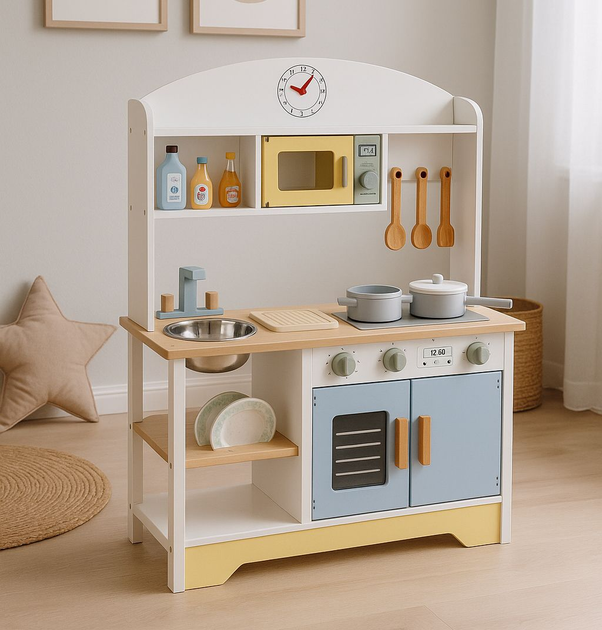 Kuchnia dla dzieci EcoToys piekarnik, pralka, mikrofala, 12 akcesoriów (5905817007349) - obraz 6