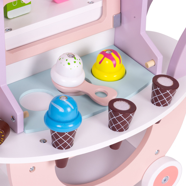 Дерев'яний візок-крамничка морозива EcoToys для дітей, 12 елементів (5903769974917) - зображення 6