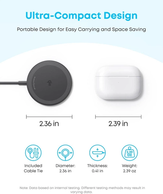 Беспроводное зарядное устройство Anker MagGo Wireless Charger (Pad) Black - изображение 5