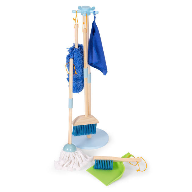 Drewniany zestaw do sprzątania EcoToys dla dzieci: mop zmiotka z szufelką 7 elementów (5905817007356) - obraz 3