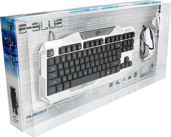 Zestaw przewodowy E-blue Auroza White (EKM811WHUS-IU) - obraz 5