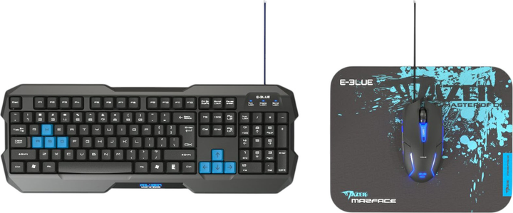 Комплект дротовий E-blue Polygon Black/Blue (EKM820BK) - зображення 1