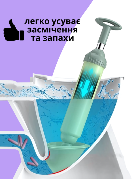 Вантуз пневматический вакуумный для унитаза раковины с насосом сантехнический пневмовантуз для устранения засоров пневмо водопроводный канализационный Hechpro ТБ2086 сн - изображение 3