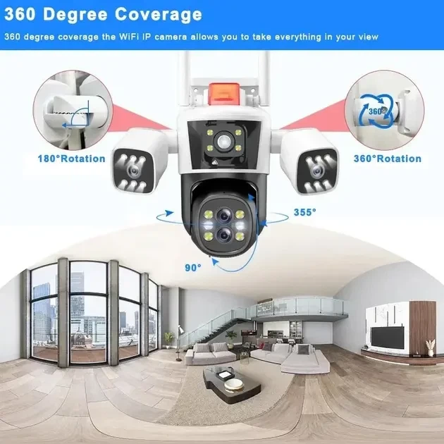 IP Wi-Fi камера видеонаблюдения 16 Мп с автослежением, 10x зум, поворотная, цветное ночное видение - изображение 5