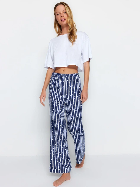 Пижамные штаны женские хлопковые Trendyol THMSS23PJ00002 M Navy Blue (8683048873618) - Фото 3 Пижамные штаны женские хлопковые Trendyol THMSS23PJ00002 M Navy Blue (8683048873618) - изображение 3