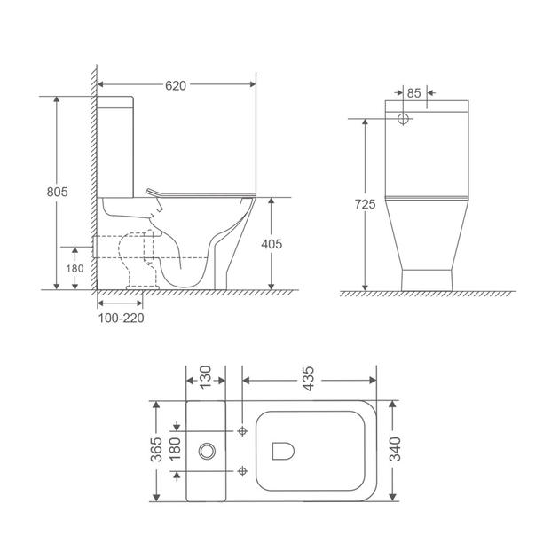 Бачок к унитазу-компакту Mixxus Premium Style-0401-T3 Tank 620х365х805 со сливной арматурой (MI8328) - изображение 2