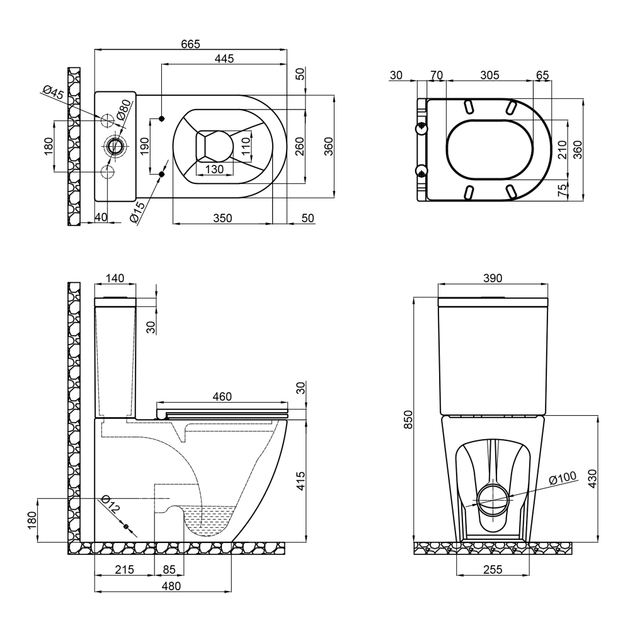 Бачок до унітазу-компакту Mixxus Premium Ellipse-0402-R Tank зі зливною арматурою (MI8319) - изображение 3