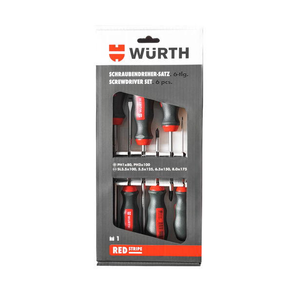 Набір викруток WURTH RED STRIPE шліц + РН круглий стрижень 6 шт. (575194227) - зображення 3