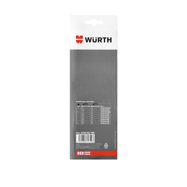Набір шестигранних ключів WURTH RED STRIPE подовжених з кулькою 1.5-10 мм 9 шт. (575243100) - изображение 4