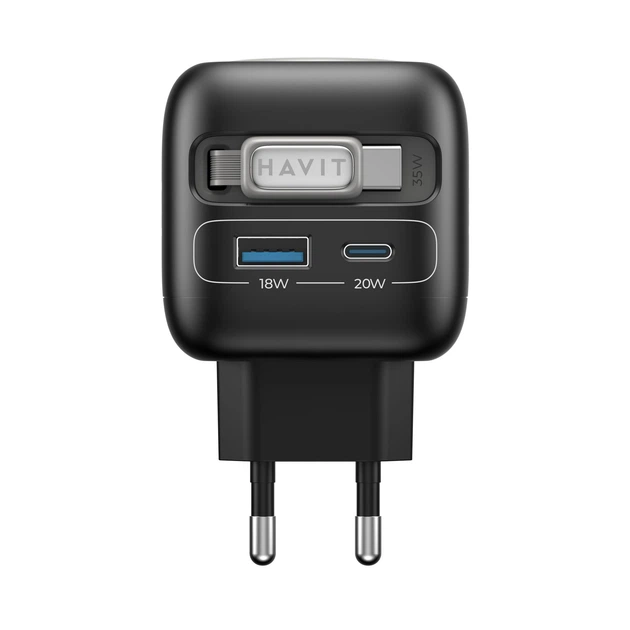Зарядное устройство HAVIT UC250 GaN 35W USB-A + USB-C + Кабель USB-C + Watch Charger - Фото 4 Зарядное устройство HAVIT UC250 GaN 35W USB-A + USB-C + Кабель USB-C + Watch Charger - изображение 4