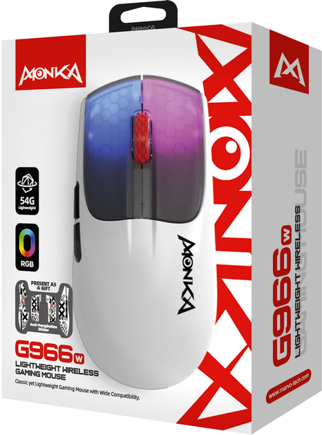 Mysz Marvo Monka Vero G966W Wireless White (6932391932117) - obraz 4