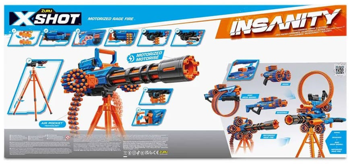 Швидкострільний бластер Zuru X-SHOT Insanity-Motorized Rage Fire Gatlin Gun зі штативом 72 патрони (36605R) (193052050373) - зображення 6