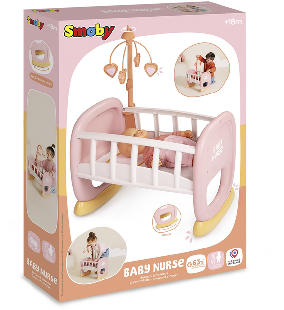 Колиска Smoby Toys Бебi Ньорс з мобілем (7600220390) (3032162203903) - зображення 5