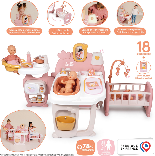 Duże centrum zabaw Smoby Toys Baby Nurse Pokój malucha 23 akcesoria (7600220394) (3032162203941) - obraz 2