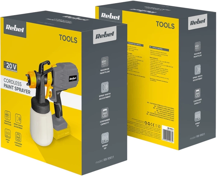 Акумуляторний фарбопульт Rebel 20 В RB-1061.1 (5901890119764) - зображення 4