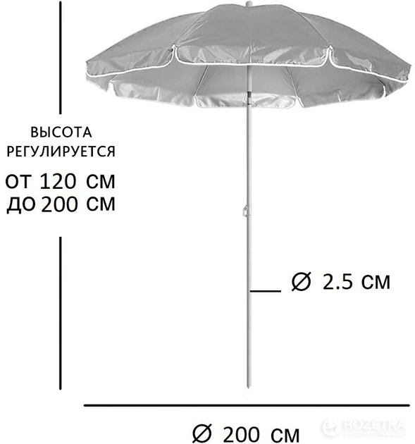Пляжный зонт с наклоном 2.0 Umbrella Anti-UV Синий (2000992384025