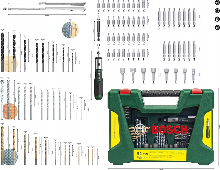 Zestawy narzędzi Bosch V-line 91szt 2607017311 (3165140749558) - obraz 4