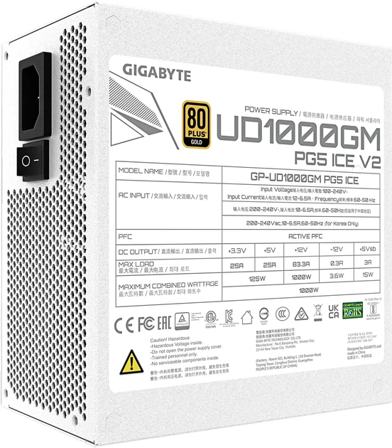 Zasilacz Gigabyte Gigabyte UD1000GM PG5 ICE (GP-UD1000GM PG5 ICE) - obraz 6