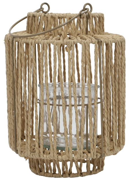 Ліхтар Home & Styling Collection плетений з ручкою 19 x 25 см Коричневий (8721037001670) - зображення 1