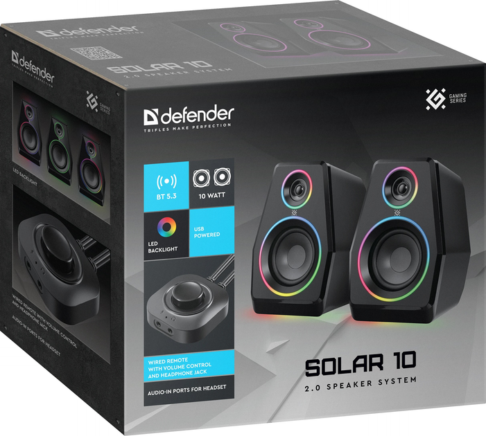 System akustyczny Defender Solar 10 LED Bluetooth USB Black (4745090828726) - obraz 8