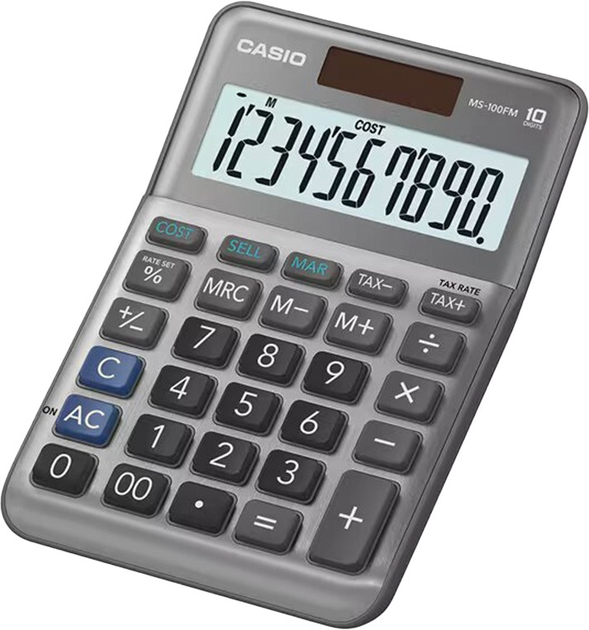 Калькулятор настільний Casio 10 розрядів Сірий (MS-100FM-WA-EP) - зображення 1