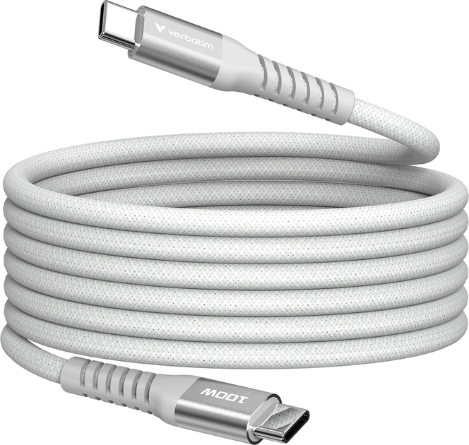 Кабель Verbatim 100 Вт, USB-C–USB-C, 120 см Сірий (31854) - зображення 1