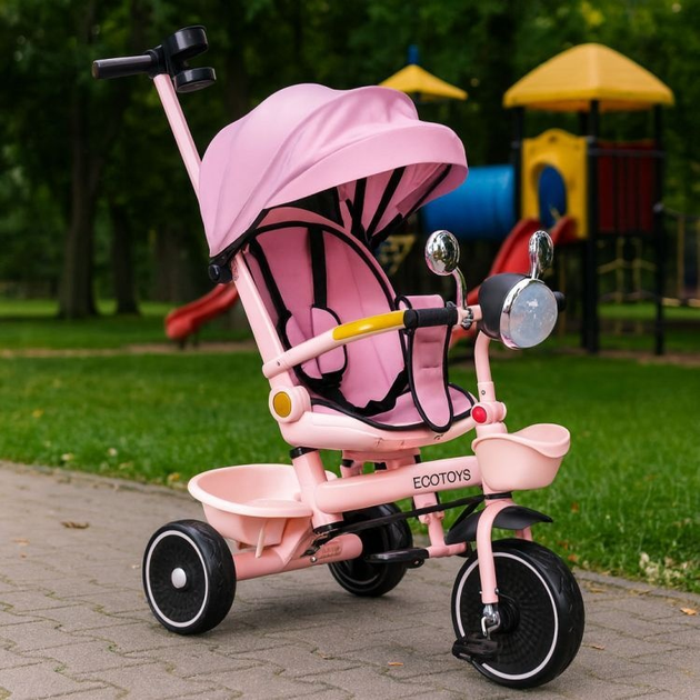Rowerek trójkołowy spacerówka EcoToys WQL-186 PINK (5905817007219) - obraz 8