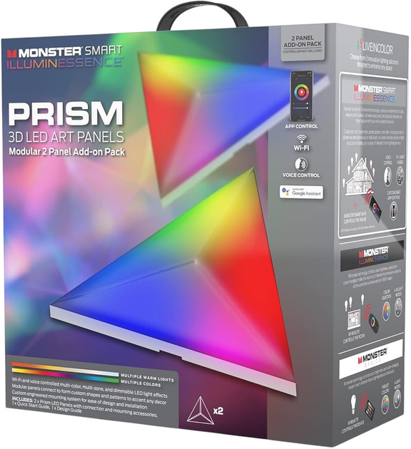 Lampa ścienna Monster Smart Prism LED 3D Start Kit Panels (MLB71034WW) - obraz 6
