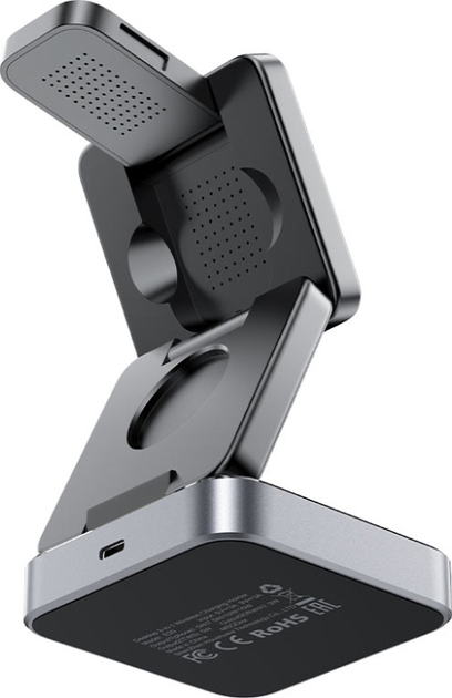 Бездротовий зарядний пристрій Acefast E20 Wireless QI 3in1 15W Black (6974316283478) - зображення 4