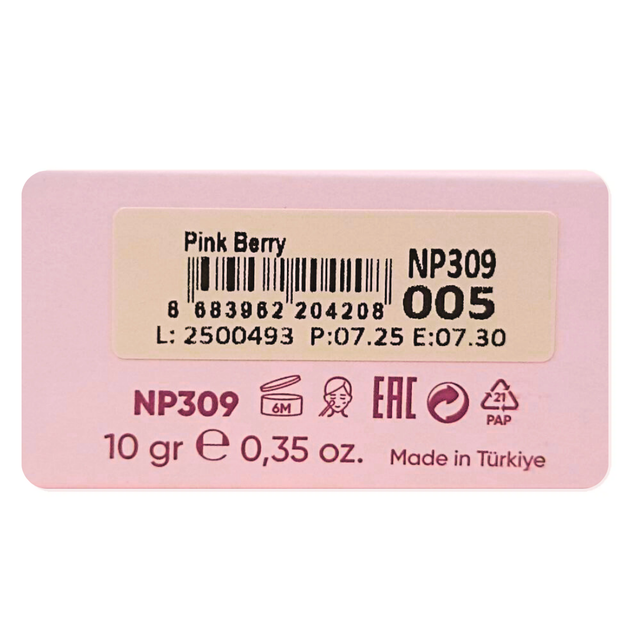 Рум'яна кремові Neverti Creamy Dimension NP309, 10 г, 005 Pink Berry Рожеві - изображение 3