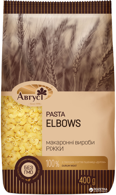 Макароны Август Рожки из твердых сортов пшеницы Дурум 400 г (4820019601304) - изображение 1