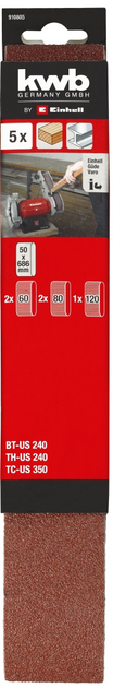 Zestaw taśm szlifierskich KWB 50x686 mm 5 szt. (910805) - obraz 2