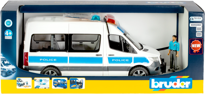 Zestaw zabawkowy Bruder Radiowóz MB Sprinter z policjantem i akcesoriami (4001702026837) - obraz 1
