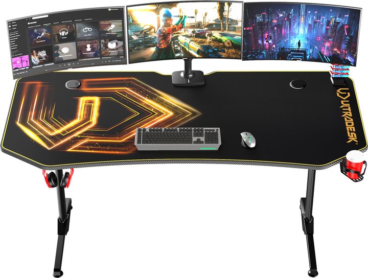Biurko gamingowe ULTRADESK Frag XXL Black/Gold (UDESK-FX-GD) - obraz 5