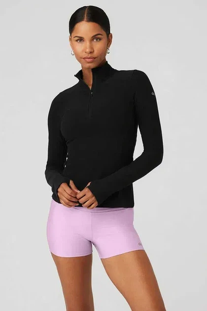 Alo Yoga ALOSOFT 1/2 ZIP PULLOVER サイズ8 Лонгслів жіночий ALO YOGA ALOSOFT 1/2 ZIP RAPID PULLOVER BLACK