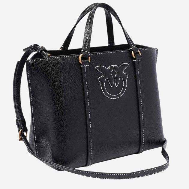 Torba shopper damska skórzana Pinko Miranda Shopper Classic 104515A29O-Z99Q Czarna (8057769677112) - obraz 3