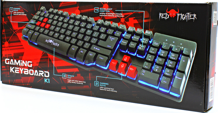 Klawiatura przewodowa Red Fighter K1 USB Black (8590274464186) - obraz 7